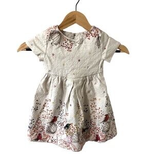 Zara Cream Kids Dress with Red and Black Floral Design